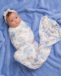 Baby Kids Bamboo Pajamas — Wish Upon A Wing Swaddle & Headwrap Set — Image 4