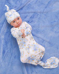 Baby Kids Bamboo Pajamas — Wish Upon a Wing Knotted Gown & Beanie Set — Image 1