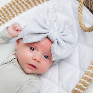 Baby Kids Bamboo Pajamas — Worth The Wait Biggie Bow — Image 1