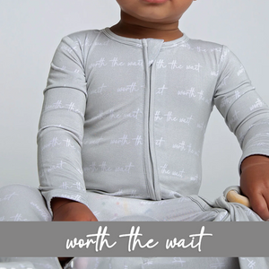 Baby Kids Bamboo Pajamas — Worth The Wait Footie — Image 1