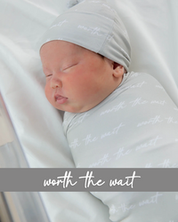 Baby Kids Bamboo Pajamas — Worth The Wait Swaddle & Beanie Set — Image 1