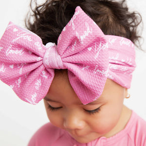 Baby Kids Bamboo Pajamas — You Are So Loved - Pink-a-Boo Biggie Bow — Image 1