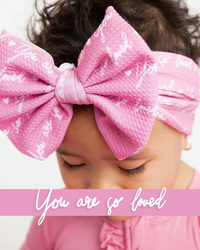 Baby Kids Bamboo Pajamas — You Are So Loved - Pink-a-Boo Biggie Bow — Image 1