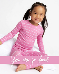 Baby Kids Bamboo Pajamas — You Are So Loved - Pink-a-Boo Long Sleeve Pajama Set — Image 1