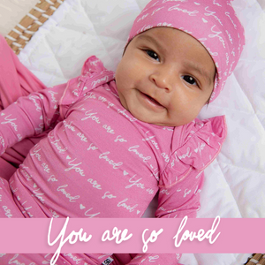 Baby Kids Bamboo Pajamas — You Are So Loved - Pink-a-Boo Infant Layette Set With Ruffles — Image 1