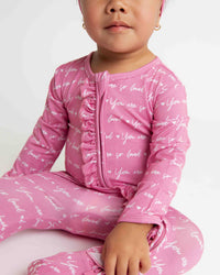 Baby Kids Bamboo Pajamas — You Are So Loved - Pink-a-Boo Ruffle Footie — Image 7
