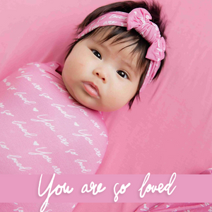 Baby Kids Bamboo Pajamas — You Are So Loved - Pink-a-Boo Swaddle & Headwrap Set — Image 1