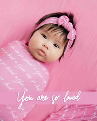 Baby Kids Bamboo Pajamas — You Are So Loved - Pink-a-Boo Swaddle & Headwrap Set — Image 1