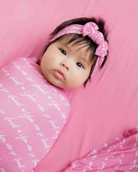 Baby Kids Bamboo Pajamas — You Are So Loved - Pink-a-Boo Swaddle & Headwrap Set — Image 1