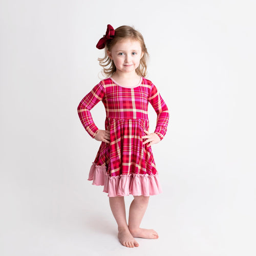 Berry Plaid Girls Dress - Image 3 - Bums & Roses