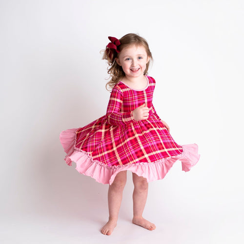 Berry Plaid Girls Dress - FINAL SALE - Image 1 - Bums & Roses