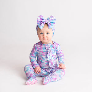 Bums & Roses - Baby & Kids Bamboo Pajamas - Salty But Sweet Ruffle Footie - Image 1