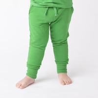 Baby Kids Bamboo Pajamas — Green Jogger Sweatpants — Image 1