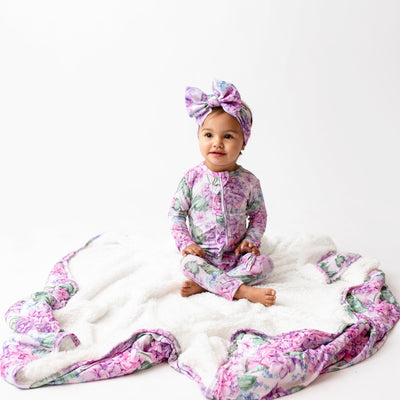 Bums & Roses - Baby & Kids Bamboo Pajamas - You Had Me At Hydrangea Bum Bum Blanket - Plush - Image 1