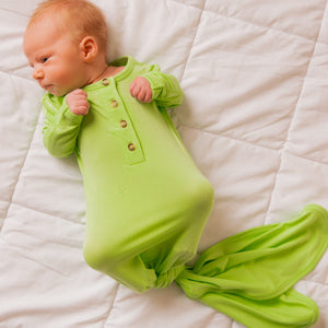 Bums & Roses - Baby & Kids Bamboo Pajamas - Pistachio Knotted Gown - Image 1