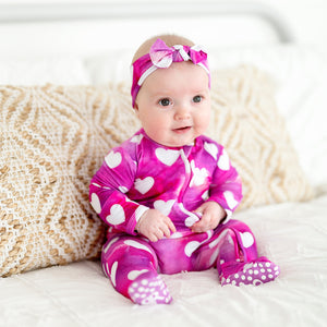 Bums & Roses - Baby & Kids Bamboo Pajamas - Pink Crush Footie - Image 1