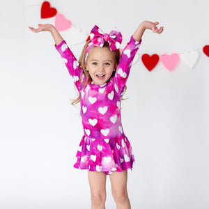 Bums & Roses - Baby & Kids Bamboo Pajamas - Pink Crush Ruffle Dress - Image 1