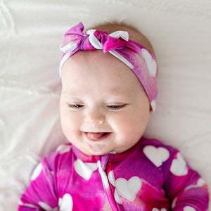 Bums & Roses - Baby & Kids Bamboo Pajamas - Pink Crush Headwrap - Image 1