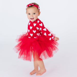 Bums & Roses - Baby & Kids Bamboo Pajamas - Heart Beet Tulle Tutu Dress - Image 1