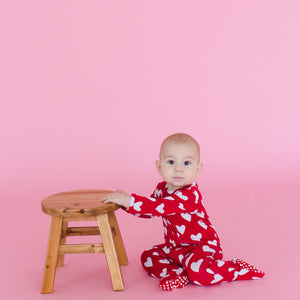 Bums & Roses - Baby & Kids Bamboo Pajamas - Heart Beet Footie - Image 1