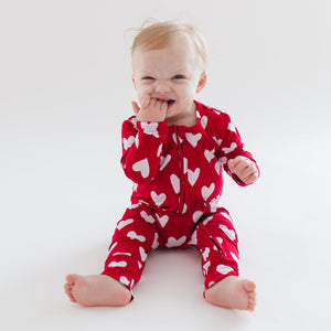 Bums & Roses - Baby & Kids Bamboo Pajamas - Heart Beet Romper - Image 1