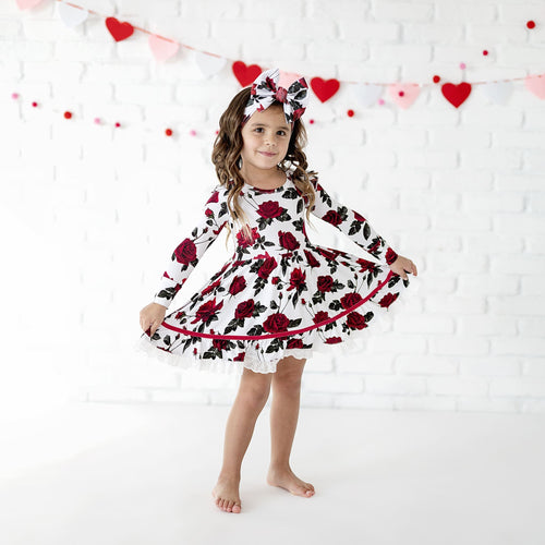 The Final Rose Long Sleeves Girls Party Dress and Shorts Set - Image 4 - Bums & Roses