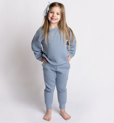 Baby Kids Bamboo Pajamas — Storm Quilted Jogger Set — Image 1