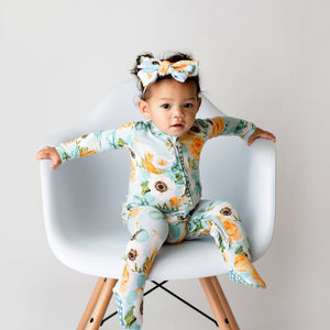 Bums & Roses - Baby & Kids Bamboo Pajamas - I Lily Love You Ruffle Footie - Image 1