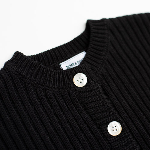 Black Ribbed Knit Button Sweater - Image 8 - Bums & Roses