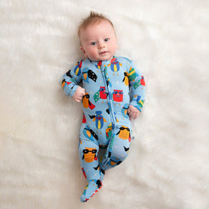 Bums & Roses - Baby & Kids Bamboo Pajamas - Owl Save The Day Footie - Image 1