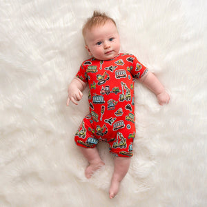 Bums & Roses - Baby & Kids Bamboo Pajamas - Drive Me Crazy Shortie Romper - Image 1