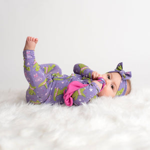 Bums & Roses - Baby & Kids Bamboo Pajamas - Set the Barre High Ruffle Romper - Image 1