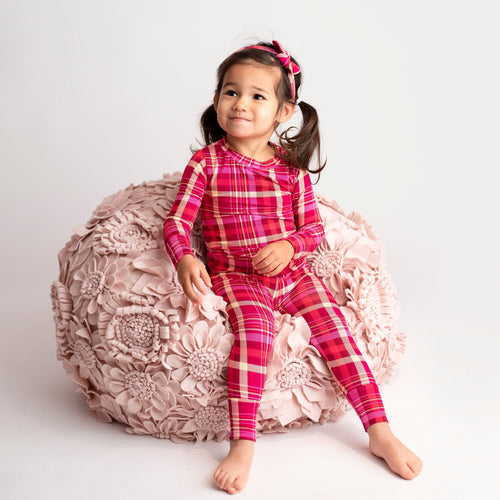 Berry Plaid Two-Piece Pajama Set - FINAL SALE - Image 3 - Bums & Roses