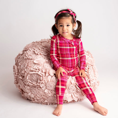Berry Plaid Two-Piece Pajama Set - Image 4 - Bums & Roses