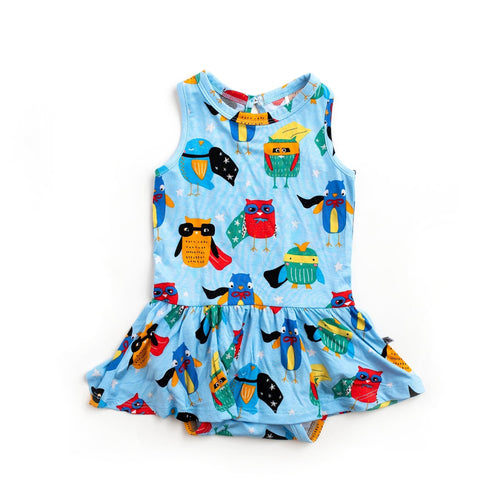 Owl Save The Day Racer Back Ruffle Dress - FINAL SALE - Image 2 - Bums & Roses