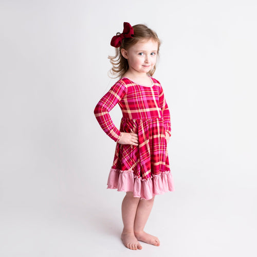 Berry Plaid Girls Dress - FINAL SALE - Image 5 - Bums & Roses