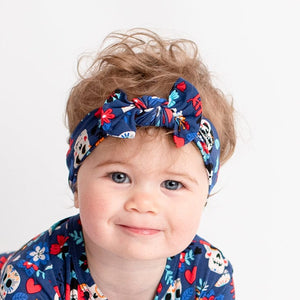 Bums & Roses - Baby & Kids Bamboo Pajamas - Skelebrate Headwrap - Image 1