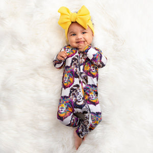 Bums & Roses - Baby & Kids Bamboo Pajamas - I Ain't Lion Zipper Romper - Long Sleeves - Image 1