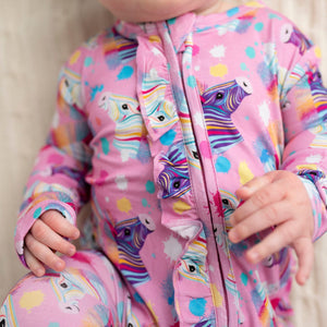 Bums & Roses - Baby & Kids Bamboo Pajamas - Born to Stand Out Ruffle Footie - Image 1