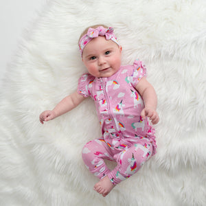 Bums & Roses - Baby & Kids Bamboo Pajamas - Fairy Tail Ruffle Romper - Cap Sleeves - Image 1