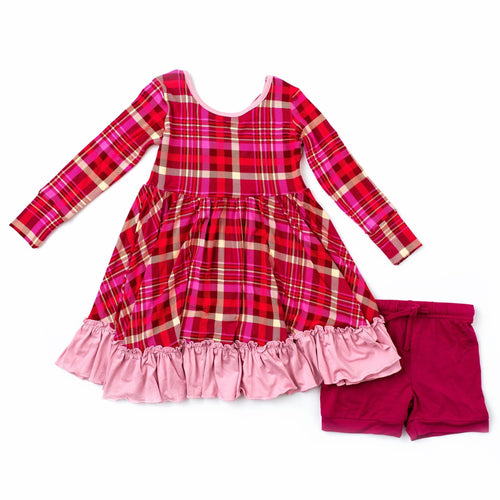 Berry Plaid Girls Dress - FINAL SALE - Image 2 - Bums & Roses