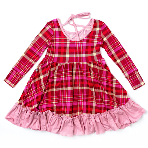 Berry Plaid Girls Dress - FINAL SALE - Image 7 - Bums & Roses