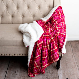 Baby Kids Bamboo Pajamas — Berry Plaid Bum Bum Blanket - Plush — Image 1