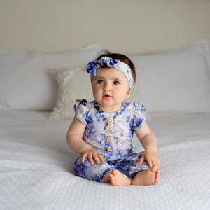 Bums & Roses - Baby & Kids Bamboo Pajamas - Worth Every Peony Headwrap - Image 1