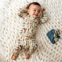 Baby Kids Bamboo Pajamas — Nailed It Zip Romper - Long Sleeves — Image 1