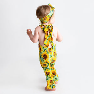 Baby Kids Bamboo Pajamas — Sun Kissed Backless Romper — Image 1