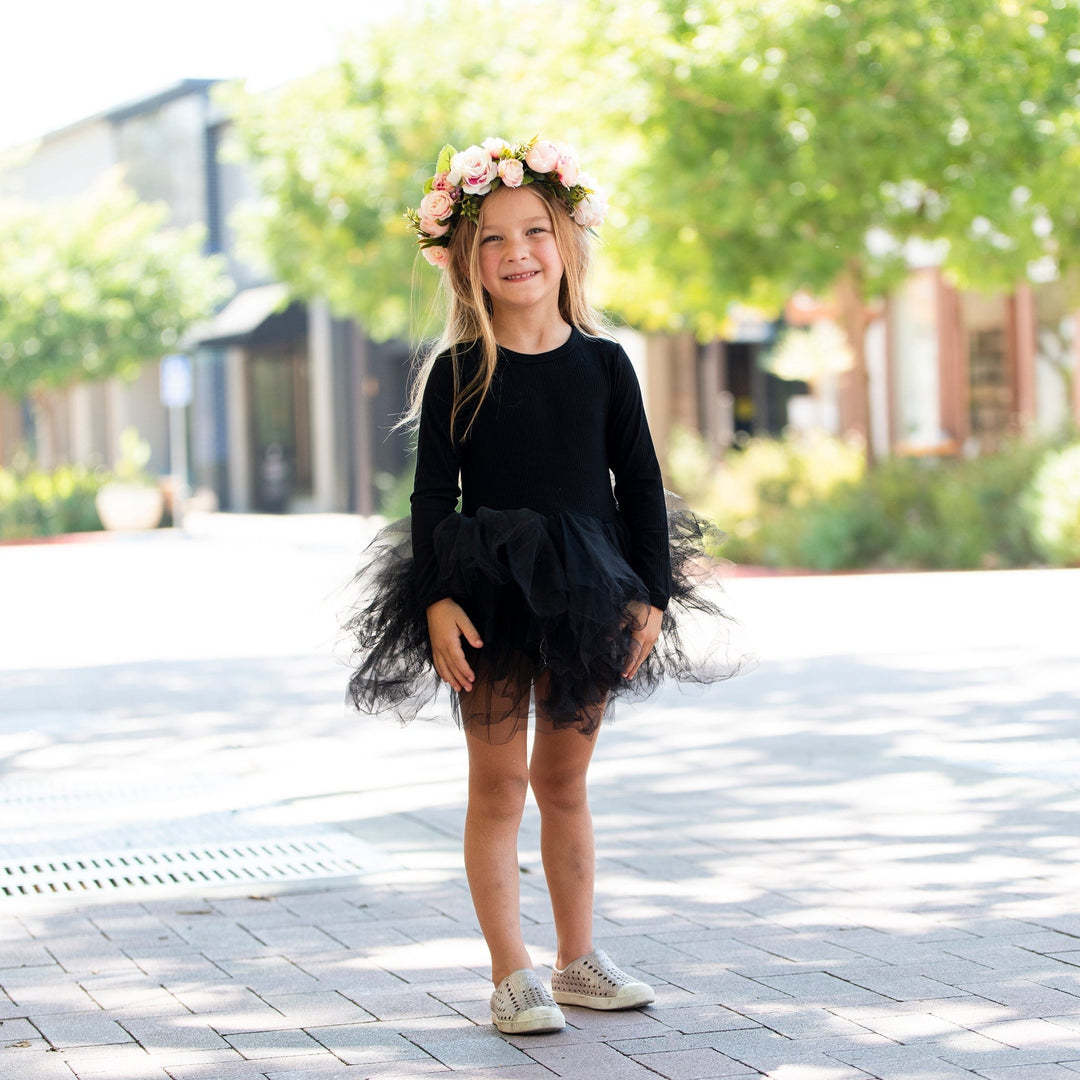 Black Ribbed Tulle Tutu Dress
