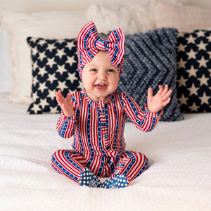 Bums & Roses - Baby & Kids Bamboo Pajamas - Star Spangled Banner Footie - Image 1