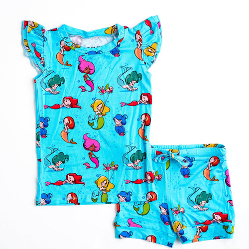 Mermaids Have More Fin Two-Piece Pajama Shorts Set - Image 2 - Bums & Roses