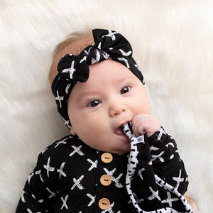 Bums & Roses - Baby & Kids Bamboo Pajamas - X Marks The Spot Headwrap - Image 1